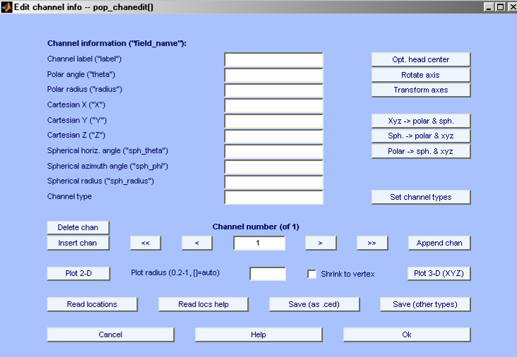 Channel Location Edit Window