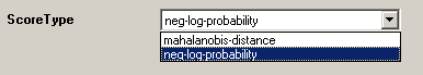 The two possible score types that can be used to visualize the difference between two conditions: mahalanobis-distance, neg-log-probablity