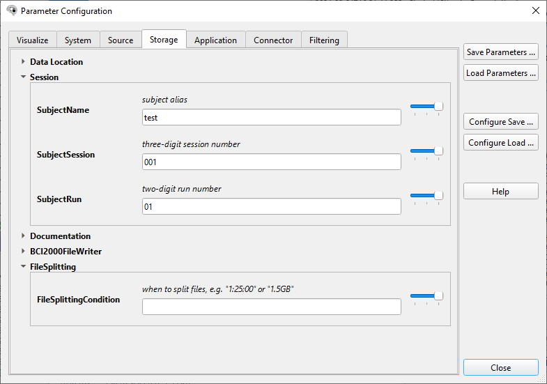 The Parameter Configuration Window