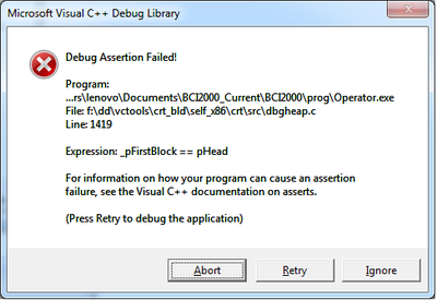 Error dialog on starting BCI2000 scripts